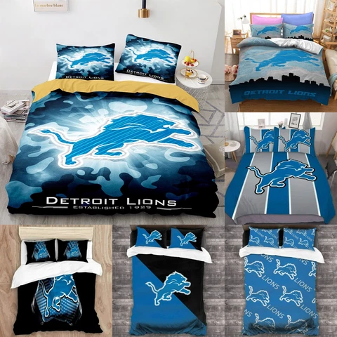Detroit Lions 3 Pieces Bedding Set Pillowcases Quilt/Duvet/Comforter Cover Gifts Cover