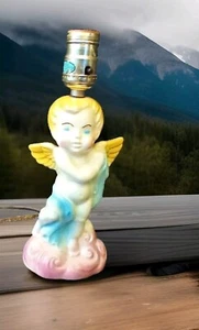 Vintage Angel Lamp Cherub Porcelain MID Century 11" Working  - Picture 1 of 10