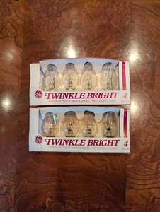 8 GE Twinkle Bright Transparent C-7 Clear Replacement Bulbs    Tested Blinking - Picture 1 of 7