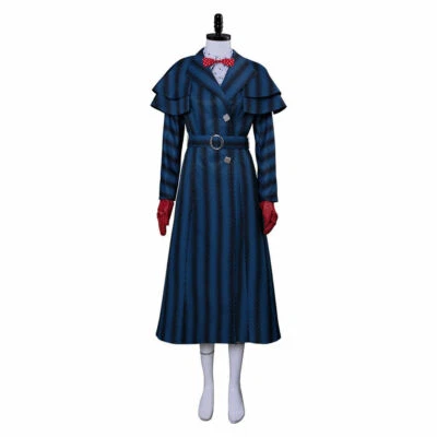 2022Mary Poppins Returns Cosplay Mary Poppins Costume Dress Hat Full Set Dres @ - Image 1 of 4