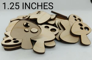 40 Small 1.25" Mushroom Wood Cutouts Shrooms Craft Supplies Laser Cut Fairie Art - Picture 1 of 3
