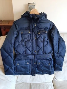 BARBOUR Women's Dark Navy Natural Down & Feathers Quilted Jacket Coat - UK 10 - Picture 1 of 13
