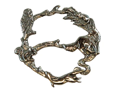 British Wildlife Scarf Ring Pewter by A E Williams Birmingham UK Boxed