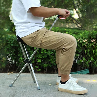 Wanderstifthocker Klappbar Sitzstock Gehstock mit Sitz Outdoor Stabil - Bild 1 von 4