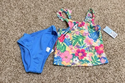 Cat & Jack 女孩无袖花卉 2 件套三明治套装 S 码 (6/7)   — 第 1/4 张图片