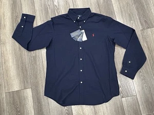 Polo Ralph Lauren Long Sleeve Classic Performance Flannel Shirt Navy Blue LARGE - Picture 1 of 8