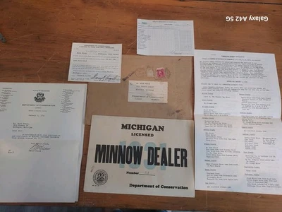 Licencia de distribuidor Minnow del Departamento de Conservación de Michigan 1931 rara Foto 1 de 4