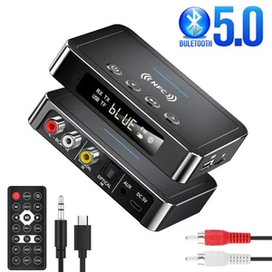 Bluetooth 5.0 Transmitter Receiver Wireless NFC Audio Adapter 3.5mm AUX To RCA - Picture 1 of 9