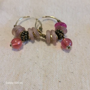 Boho Beaded Hoop Earrings Pink Purple Dangle Drop Statement Jewelry - Picture 1 of 4