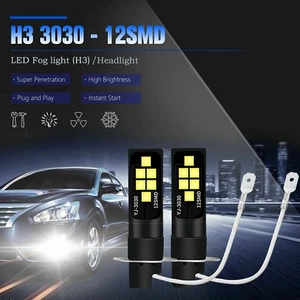 2X H3 LED Fog Light Bulb Conversion Kit 2000W 270000LM 6000K Driving Lamp - Picture 1 of 12
