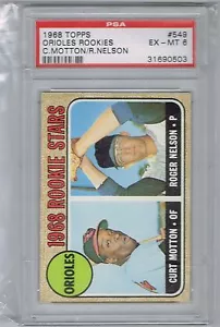 1968 TOPPS ORIOLES ROOKIE STARS CURT MOTTON / ROGER NELSON RC PSA 6 EX-MT - Bild 1 von 2