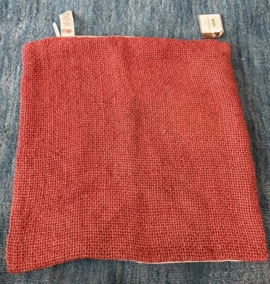 NWT Pottery Barn FAYE Textured Linen 20" Square Throw Pillow Cover, Orange Rust - Image 1 of 4