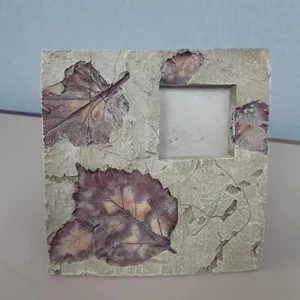 Decorative Rustic Primitive Textured Leaves faux stone Picture Frame 2x2 - Picture 1 of 13