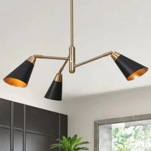Nauticaz 3 Holder Mid Century Chandelier - Brass Ceiling Sputnik Chandelier Desi - Picture 1 of 3