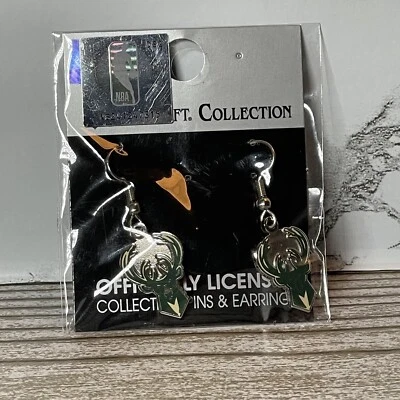 Серебряные серьги-висячие с логотипом баскетбольного оленя WinCraft Milwaukee Bucks NBA - Изображение 1 из 3