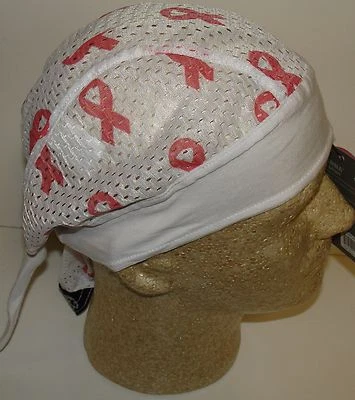 Premium White Pink Breast Cancer Ribbon Vented  Sweatband Durag Headwrap — 第 1/4 张图片