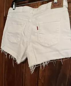 Levi's pantaloncino donna 31 bianco taglio vita media effetto invecchiato sfilacciato denim 32x3 - Foto 1 di 12
