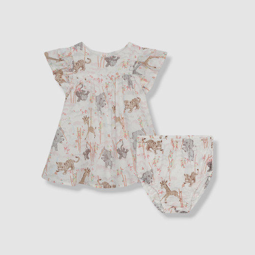 Set abito e fioriera Kenzo bambina bianco stampa animalier Seersucker taglia 9M