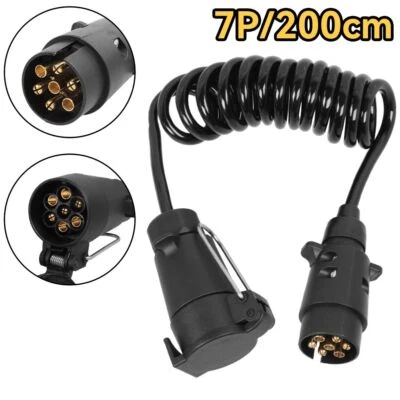 MARKENLOS (无品牌) Verlängerungskabel Anhängerkabel 7 polig 2 m 12V Stecker Spiralkabel Anhänger DE