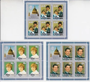 1982 Royal Wedding Charles & Diana MNH Stamp Sheetlets Niue Opt William Birth - Picture 1 of 1