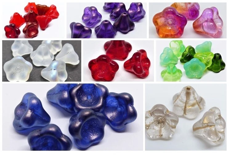 13/10 (mm) LARGE CZECH GLASS TRUMPET/FLOWER BELL CUP BEADS  - PACKS OF 10 - Image 1 of 1