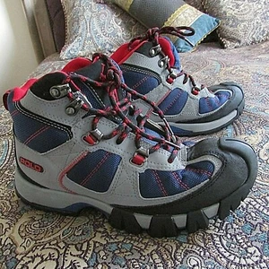 POLO RALPH LAUREN Crestmont Hiking Boots Size:7.5 navy gray Red Lace Up RARE - Picture 1 of 12