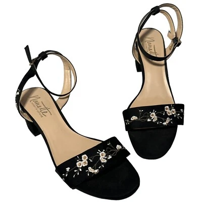 Tacones Nanette Lepore 11 Rubí Negro Floral Bordado Foto 1 de 4