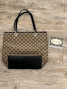 GUCCI GG 2ct Monogram Tote Bag Hand Bag Brown W/ Gucci Horsebit Wallet Lot - Picture 1 of 19