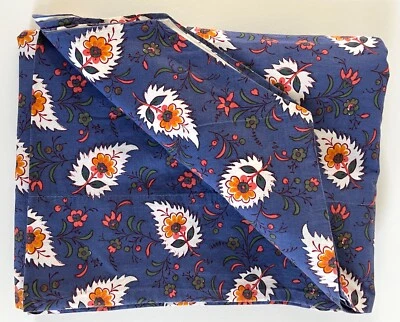 French Country Custom Made Lined Tablecloth  47" x 1 12" Blue Floral EC - Image 1 of 4