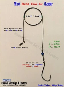 Heavy Wire ( Bluefish - Muskie - Gar ) Rigs Leaders Pike Musky Pickerel Walleye - Picture 1 of 5