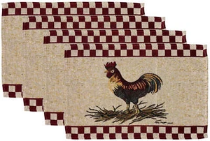 Set of 4, Farmhouse Rooster Design Tapestry placemats for Kitchen Dining Table M - Picture 1 of 4