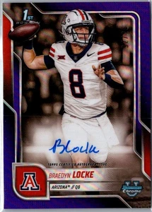 2025 Bowman Chrome U Braedyn Locke Auto #BCA-BLO Arizona Wildcats Purple /75 1st - Picture 1 of 2