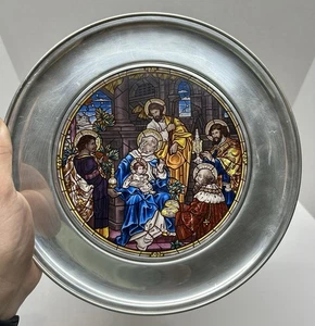 St. Paul’s San Francisco 1981 Buntglas Weihnachtsteller American Pewter 3678 - Bild 1 von 7