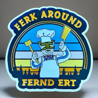 Muppets Sweedish Chef Decal Sticker Laptop Vehicle Window Ferk Around Fernd Ert