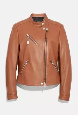 Chaqueta COACH Uptown Racer Coñac Cuero M Buttery Moto M Apenas Usada Foto 1 de 4