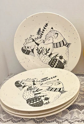 Набор столовой посуды Fox из 8 керамических тарелок Mom & Baby Fox 10 дюймов и 8,5 дюйма б/у в отличном состоянии - Изображение 1 из 4