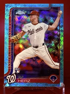 2025 Topps Chrome Logofractor DJ Herz #270 Aqua /199 RC Washington Nationals - Picture 1 of 2