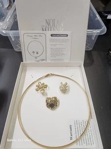 Collar trío vintage 1997 Nolan Miller tono dorado estrás Omega Slide ~ 18"  - Imagen 1 de 4