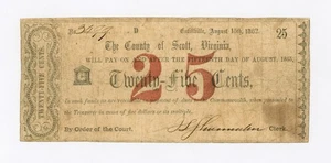 1862 25c The County of Scott - Estillville, VIRGINIA Note CIVIL WAR Era - Picture 1 of 3