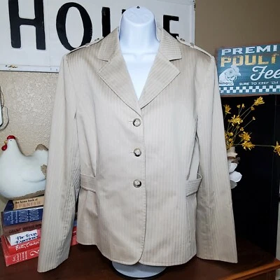 ANTONIO MELANI BEIGE STRIPED BLAZER SIZE 14 - Image 1 of 4