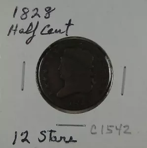 C1542 Stati Uniti mezzo centesimo 1828, 12 stelle - Foto 1 di 4
