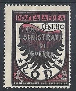 1944 EGEO OCCUPAZIONE TEDESCA SINISTRATI GUERRA 80 C MH * 7901 - Picture 1 of 1