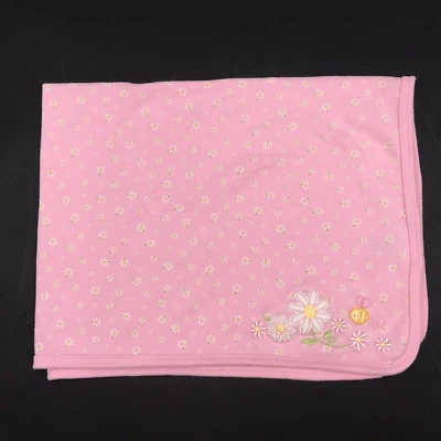 Carter's Baby Blanket Daisy Bee Receiving Swaddle Pink Embroidered Just One Year - Image 1 of 4
