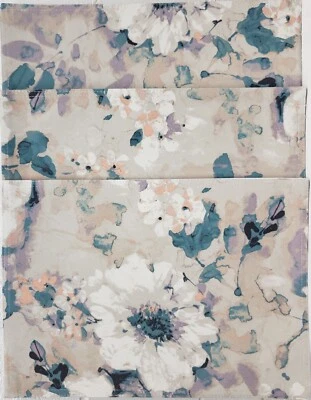 Set of 3 Same Kitchen Fabric Placemats (13" x 18") FLOWERS, NEUTRAL FLORAL by EH - Image 1 of 4