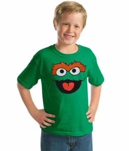 Sesame Street Oscar The Grouch Face Youth Kids T-Shirt - Picture 1 of 1