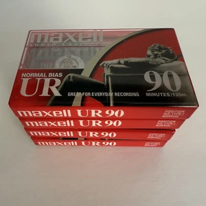 Nuevo paquete de 4 cintas de casete de audio en blanco Maxell UR 90 minutos selladas - Imagen 1 de 4