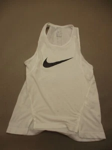 NIKE DRI-FIT Size M Girl White Round Neck Breathable Athletic Racer Back Top 243 - Picture 1 of 6
