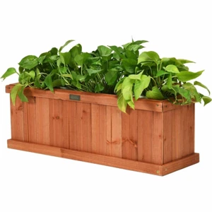 Wooden Planter Box Garden Yard Window Decorative Flower Bed Vegetable 2X4-Ft - Picture 1 of 12