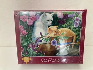 Cat Picnic 500 Piece Puzzle by Persis Clayton Weirs Cats Flowers Garden USA NEW - Picture 1 of 7