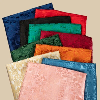 Satin Faux Silk Fabric Chinese Floral Damask Jacquard Brocade Costume Retro Trim - Image 1 of 4